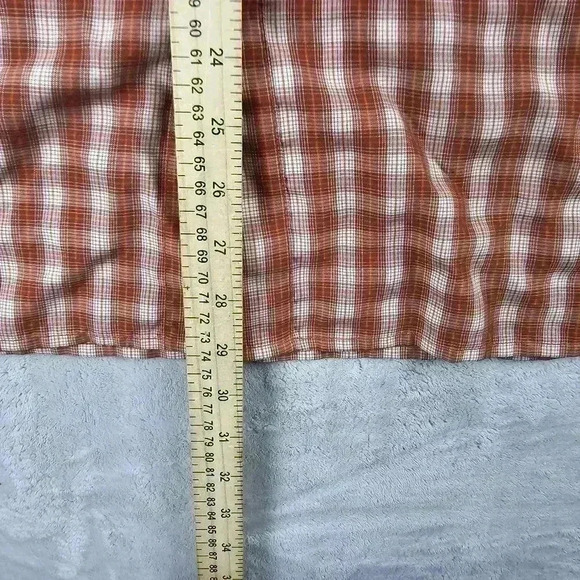 The North Face Men’s Large Button Up Shirt Short Sleeve Orange Plaid Pockets - Picture 6 of 6
